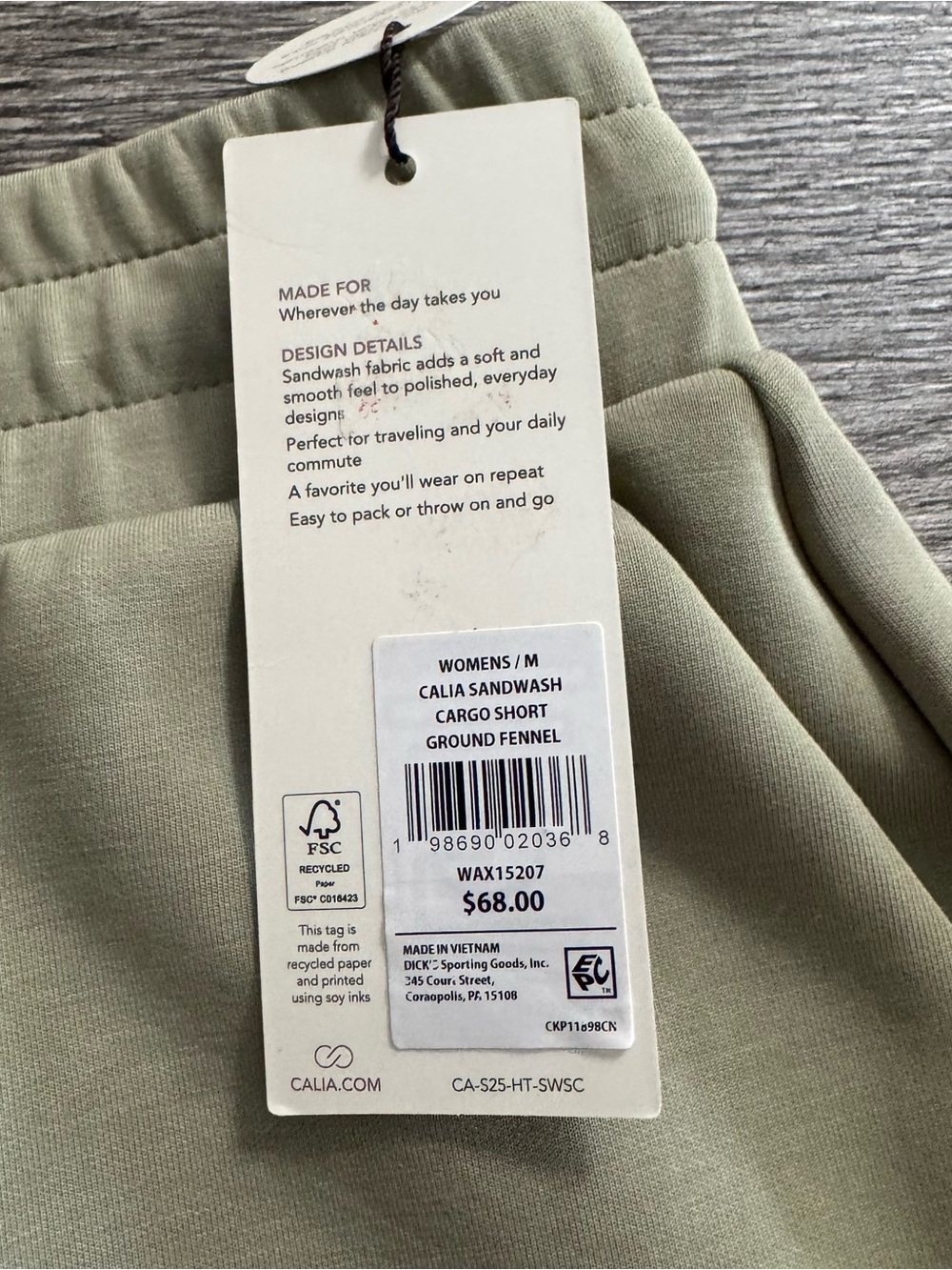 Calia Sandwash Scuba Women's Hi-Rise Cargo Shorts Size Medium Ground Fennel Soft - Picture 4 of 7